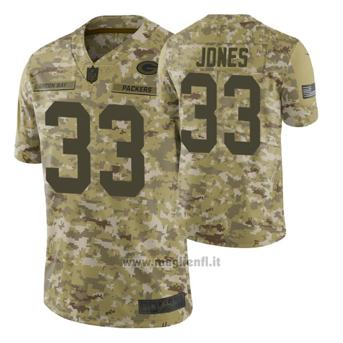Maglia NFL Limited Green Bay Packers 33 Aaron Jones 2018 Salute To Service Camuffamento